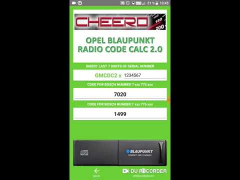 RADIO CODE for OPEL CAR300