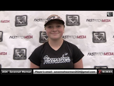 2024 Savannah Warman 4.0 GPA Athletic Power Hitting Third Base Softball Skills Video - Firecrackers