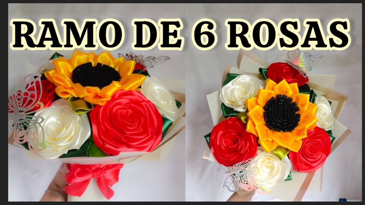 Ramo de 6 rosas paso a paso #rosaseternas #girasoles #ramos #tutorial #stepbystep #bouquet #roses