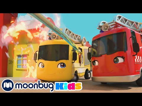 Das Blaulicht der Feuerwehr - Die Räder des Busses | Kinderlieder | Go Buster | Moonbug Kids
