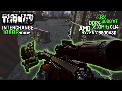 AMD R7 5800X3D + DDR4-3933 CL14 + RX 6600 XT Escape From Tarkov Interchange 1080p Medium 216 FPS MAX