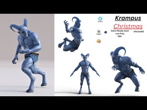 Krampus Christmas Devil Rigged Animated Low-poly 3D model