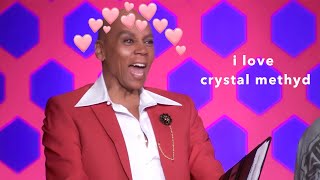 RuPaul being obsessed with Crystal Methyd&#39;s mullet for 2 minutes straight