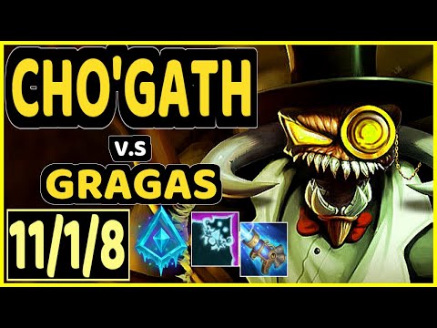 ICEBEASTO (CHO'GATH) vs GRAGAS - 11/1/8 KDA TOP CHALLENGER GAMEPLAY - EUW