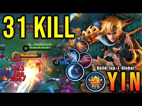 31 Kills!! Yin Brutal Critical Damage (PLEASE TRY) - Build Top 1 Global Yin ~ MLBB