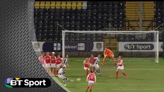 Incredible trick free-kick in Women's football match | BT Sport