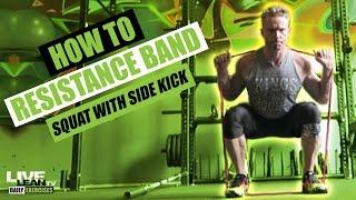 RESISTANCE BAND SQUAT WITH SIDE KICK exercise video thumbnail