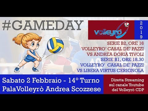 Ore 16.00 - Campionato Serie B2 - 14^ g. - Girone D: Volleyrò CDP vs Andrea Doria Tivoli