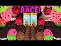 ASMR LEFTOVER DESSERT RACE STRAWBERRY CAKE POPS FERRERO EGGS MILKA CHOCOLATE OREO SANDWICH 먹방