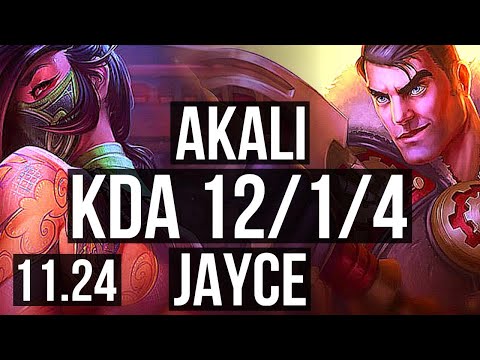 AKALI vs JAYCE (TOP) | 12/1/4, 6 solo kills, Legendary, 500+ games | EUW Diamond | 11.24