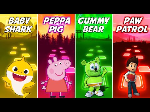 BABY SHARK vs PEPPA PIG vs GUMMY BEAR vs PAW PATROL - TILES HOP