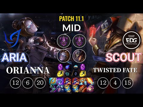 CGA Aria Orianna vs EDG Scout Twisted Fate Mid - KR Patch 11.1