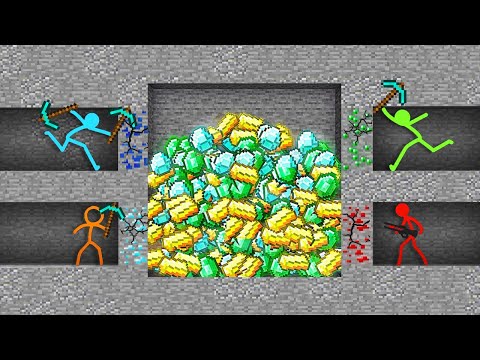 Stickman vs Minecraft Shorts - DIAMOND AND GOLD SECRET CAVE  Season 1 stick man cartoon fight