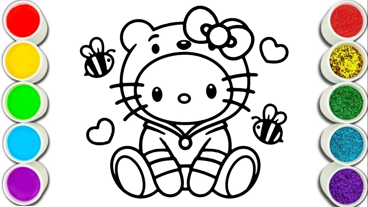 Hello Kitty Bee Easy Drawing, Painting & Coloring For Kids and Toddlers_ Child Art