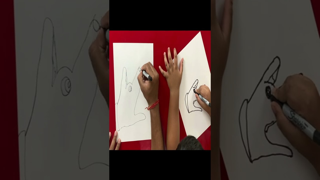 Easy drawing of dog face with hand print #shorts