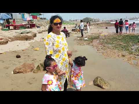 Aarna Aarya Enjoying Somnath Beach with her Mother