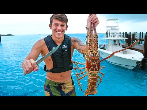 Spearfishing GIANT LOBSTER Off a Remote Island!! (Catch Clean Cook)