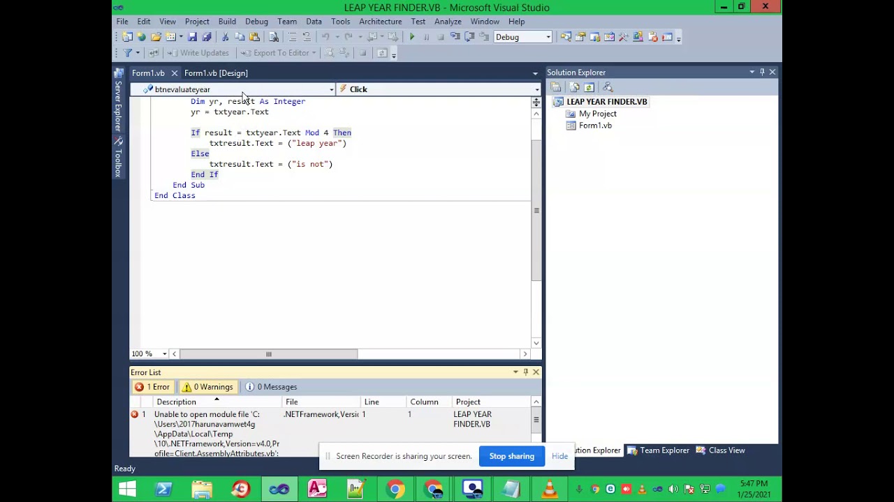 CODING LEAP YEAR FINDER IN VB.NET