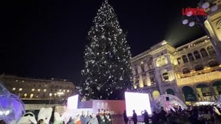 Milano, acceso l'albero di Natale in piazza Duomo: c'è anche una proposta di matrimonio