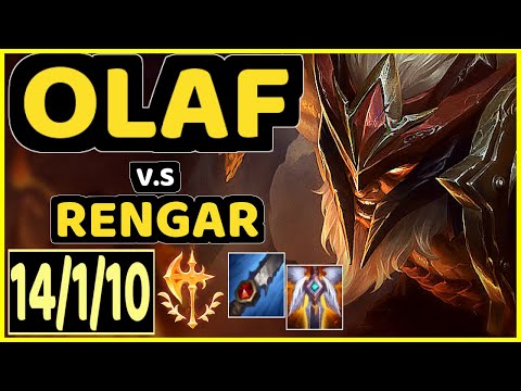 WARDEN (OLAF) vs RENGAR - 14/1/10 KDA JUNGLE GAMEPLAY - EUW Ranked GRANDMASTER