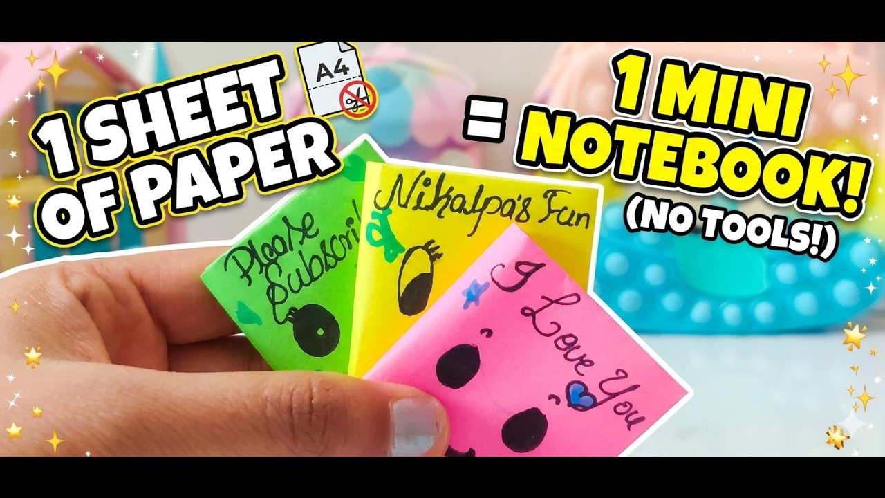 No Tools Needed! 1 Sheet of Paper = 1 MINI NOTEBOOK 📓