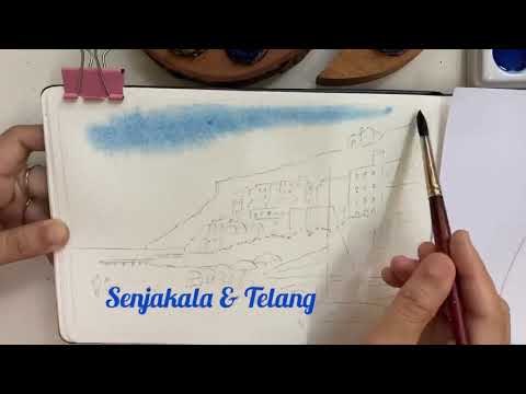 Painting the Amalfi Coast, handmade watercolor by Aidafiqs Handmade