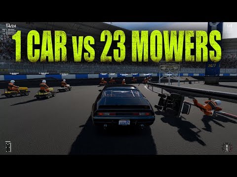 1 car vs 23 mowers! Funny Gameplay - Next Car Game: Wreckfest (old/repost)