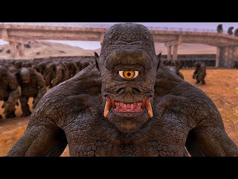 10,000 T-REX VS 8,000 GIANT CYCLOPS WITH HERO HELP | Ultimate Epic Battle Simulator  | uebs