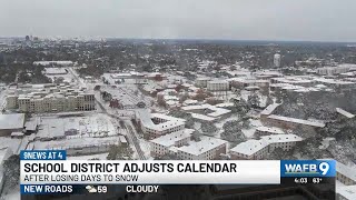 School district adjusts calendar after losing week to snow, icy conditions