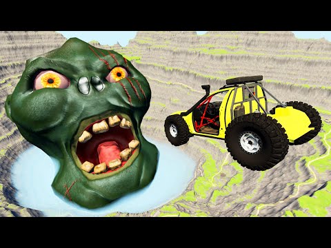 Zombie Head Car Falls Into The Abyss - Beamng Drive