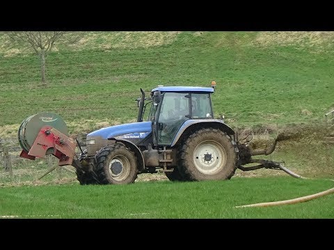 Slurry Spreading with New Holland TM155 & SlurryKat Umbilical