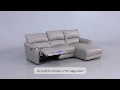 Gambar Cheers Malta Sofa L Sectional Recliner Kulit Kanan - Abu-Abu