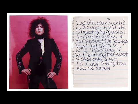 Marc Bolan of T-Rex "Sara Crazy Child" Handwritten Lyrics