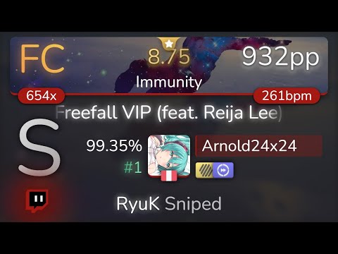 [Live] Arnold24x24 | Metrik - Freefall VIP (feat. Reija Lee) [Immunity] +HDDT 99.35% {#1 932pp FC}