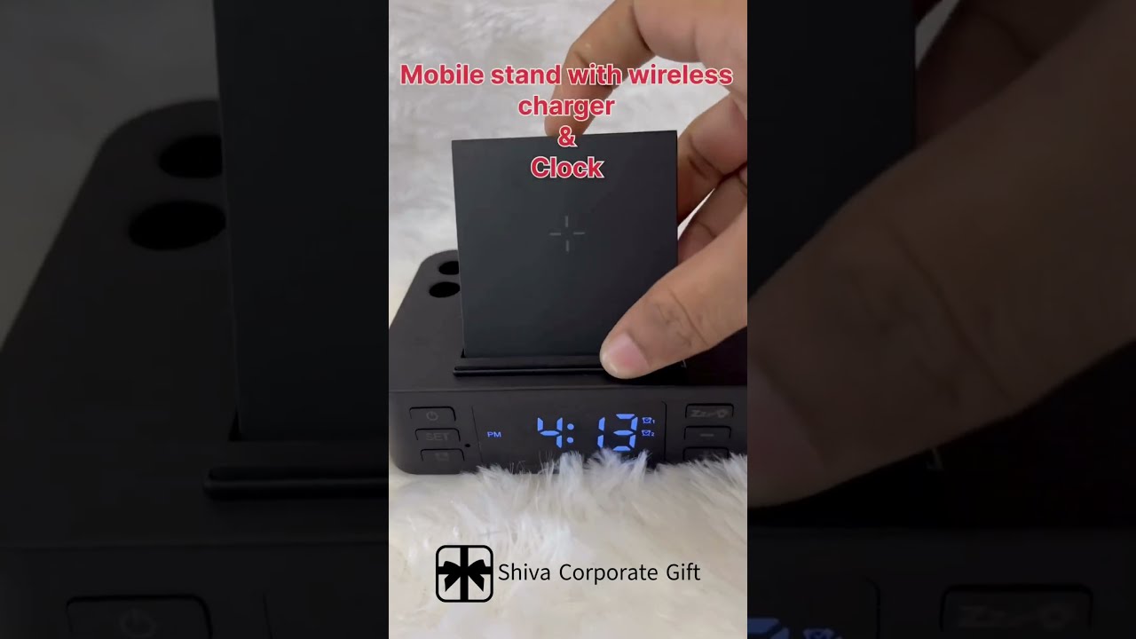 Digital Alarm Clock with 15W wireless charger & pen holder #shorts