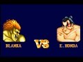 Street Fighter II SNES Blanka Vs E Honda Hardest Setting