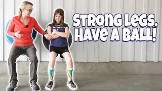 Weak Legs? Try Wall Sits with a Ball 👧🏼🟣 | Exercise Ball Activities #29