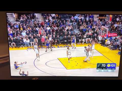 Jordan Poole gets a lucky bounce on a potential 4 point play!