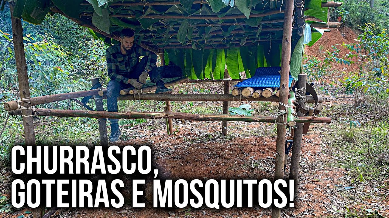 Pernoite em ABRIGO PRIMITIVO durante CHUVA FORTE!