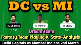 DC vs MI Dream11 Team | dc vs mi dream11 | dc vs mi Dream11 team prediction