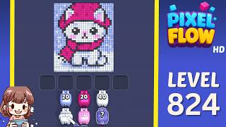 Pixel Flow Level 824 Solution Walkthrough