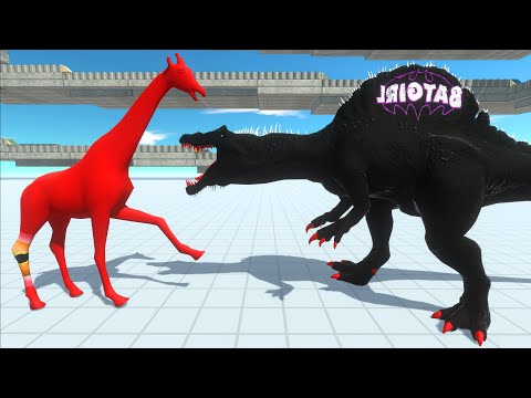 BATGIRL SPINO vs GIRAFFE RED DEATH RUN - Animal Revolt Battle Simulator
