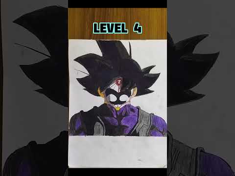 Drawing GOKU BLACK in different art levels | Crimson masked | #drawing#viral #art#dragonball#shorts