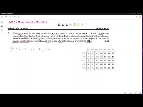 C++:  Matrice - Bac 2020, model