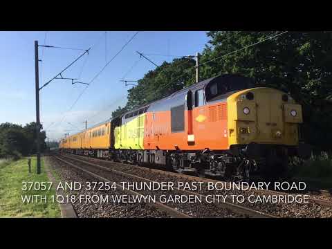 Colas Rail 37057 and 37254 thunder past Boundary Road with 1Q18