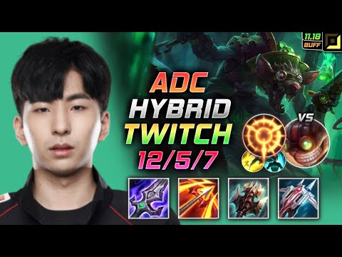 HyBriD Twitch ADC vs Ziggs - 하이브리드 원딜 트위치 템트리 룬 몰왕 집공 トゥイッチ Твич 瘟疫之源 圖奇 - LOL KR 11.18