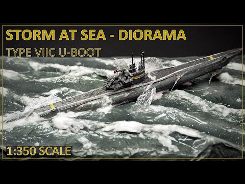 DIORAMA - STORM AT SEA - using modelling clay, U-BOOT type VIIC