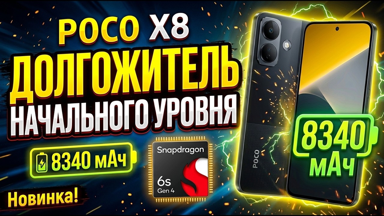 POCO X8 ОБЗОР БЕЗ ВОДЫ | ДОЛГОЖИТЕЛЬ НАЧАЛЬНОГО УРОВНЯ