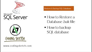SQL Tutorial  Restore Database Backup and Backup of Database
