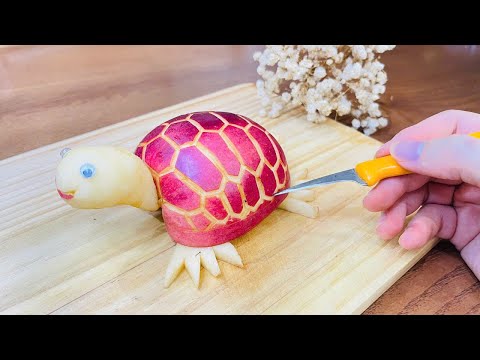 Aus einem Apfel entsteht eine ruhige Schildkröte – kreative Obstkunst zum Schnitzen & Dekorieren,